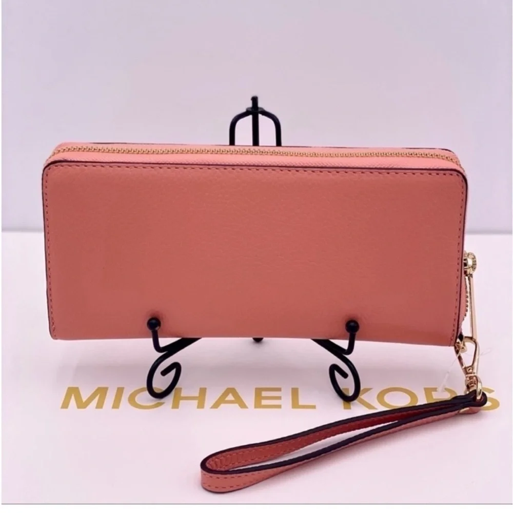 Michael Kors Pink Leather Large Continental Wallet Wristlet
